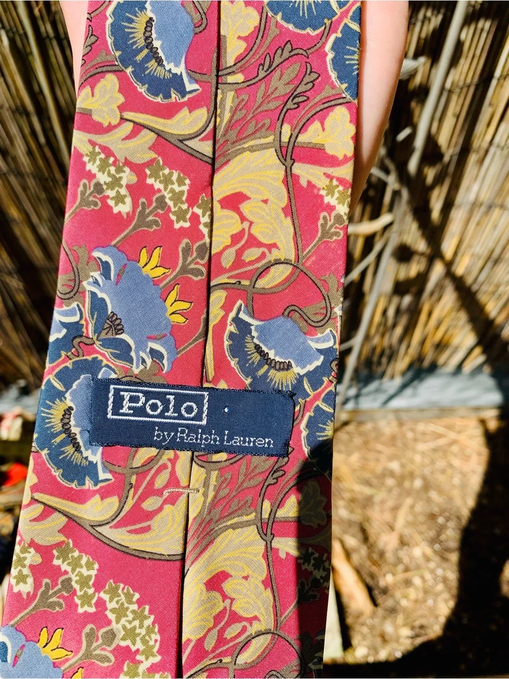 Ralph Lauren Floral Silk Tie in Coral Pink and Blue